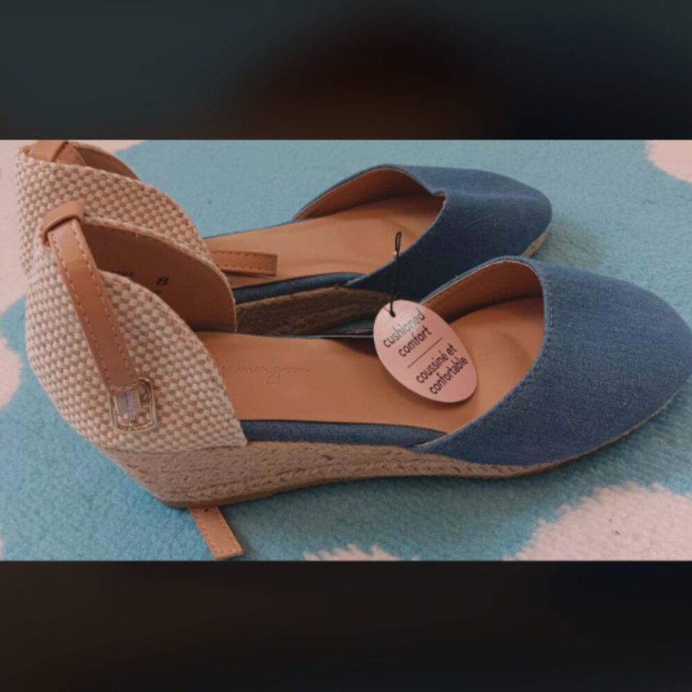 lily morgan Espadrille Wedges Denim size 8 NWT